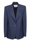 Msgm Logo-appliqué Single-breasted Blazer In Blue