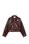 Msgm Logo-patch Cropped Jacket In Brown
