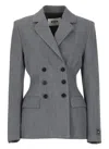 Msgm Fitted Double Breast Wool Blend Jacket In Grey