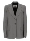 Msgm Wool Blend Tailored Single Breast Jacket In Grey