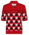 Msgm Jacquard Knit Polo Shirt In Red