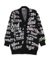 Msgm Jacquard-logo Motif Cardigan In Black