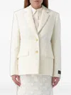 Msgm Jacquard-effect Blazer In White