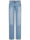 Msgm Straight Light Blue Cotton Denim Jeans In Blu