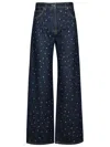 Msgm Ide-leg Jeans With Multicoloured Studs In Blue