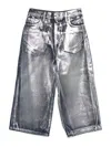 Msgm Metallic Silver Jeans In Blue