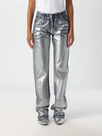 MSGM JEANS MSGM WOMAN COLOR SILVER,416777061