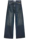 Msgm Embroidered Logo Wide Leg Jeans In Blue