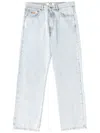 Msgm Light Wash Straight-leg Denim Pants With Classic Five-pocket Styling In White
