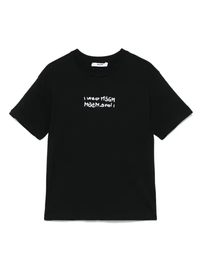 Msgm Kids' Jersey T-shirt In Black