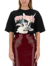 Msgm Graphic Crew Neck T-shirt Relaxed Fit In Black