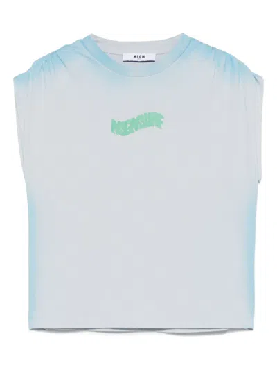 Msgm Kids' Jersey T-shirt In Blue