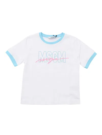 Msgm Kids' Jersey T-shirt Girl In White