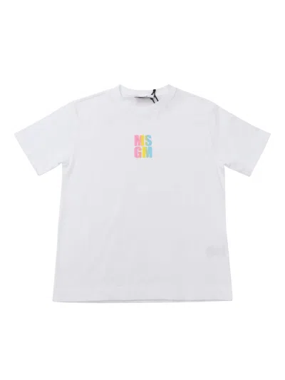 Msgm Kids' Jersey T-shirt Girl In White