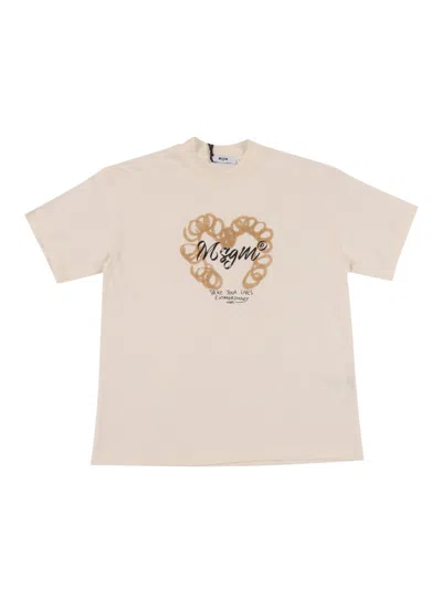 Msgm Kids' Jersey T-shirt Girl In White