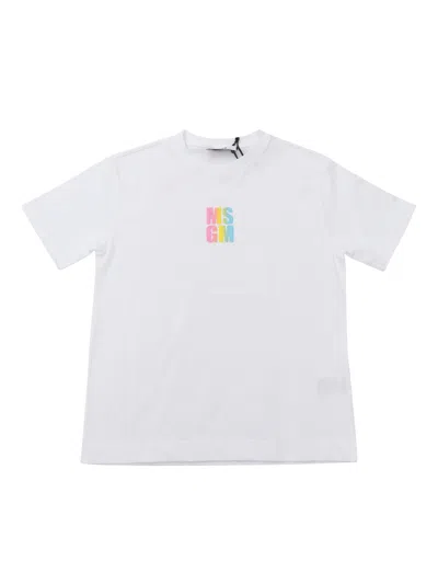 Msgm Jersey T Shirt Girl In Gray