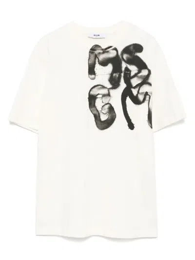 Msgm Kids' Jersey T-shirt In Neutrals