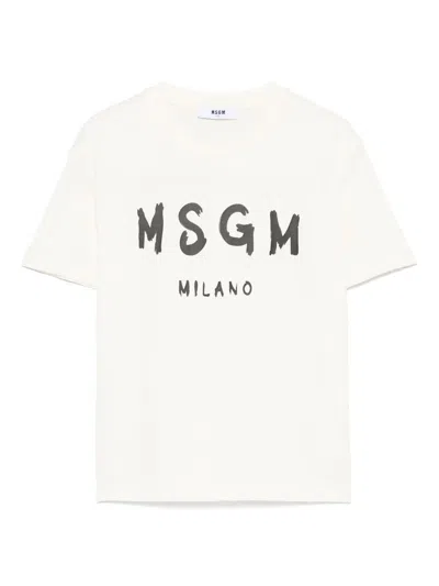Msgm Kids' Jersey T-shirt In Neutrals
