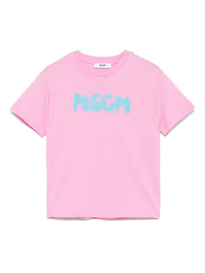 Msgm Kids' Jersey T-shirt In Pink