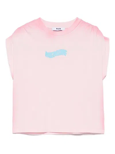 Msgm Kids' Jersey T-shirt In Pink
