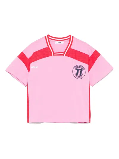 Msgm Kids' T-shirt Aus Jersey In Pink