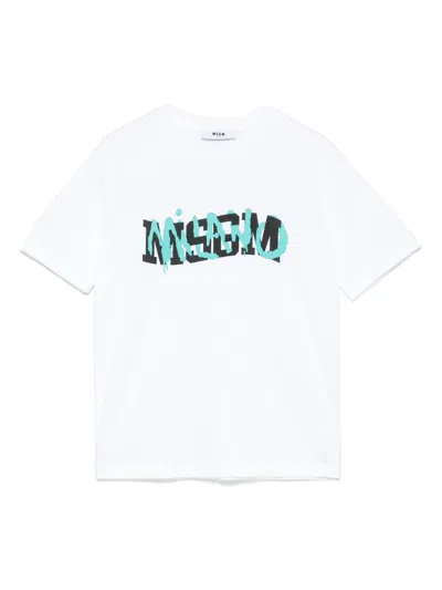 Msgm Kids' Jersey T-shirt In White