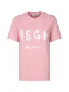 Msgm Jersey T-shirt With Brushstroke Printed Logo In Pink & Purple