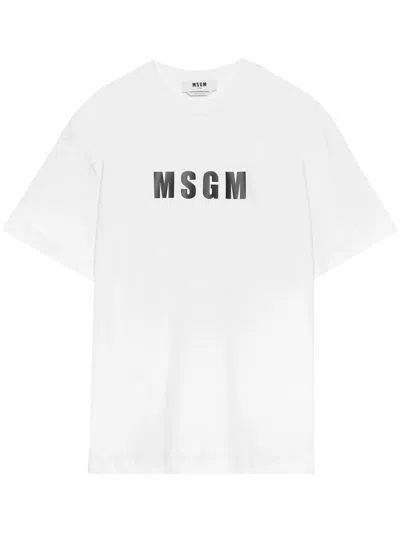 Msgm Jersey T-shirt With Impact Logo In White