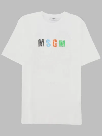 Msgm Jersey T-shirt Boy In White