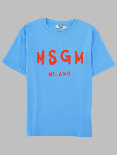 Msgm Jersey T-shirt Unisex In Blue