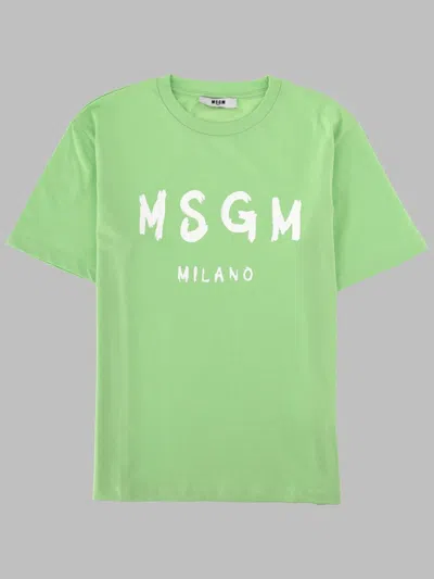 Msgm Jersey T-shirt Unisex In Green