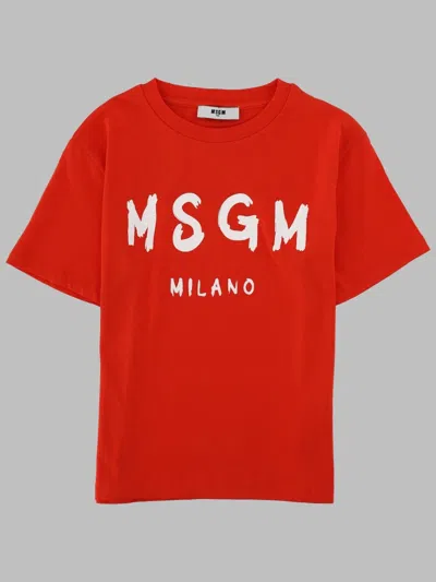 Msgm Jersey T-shirt Unisex In Red