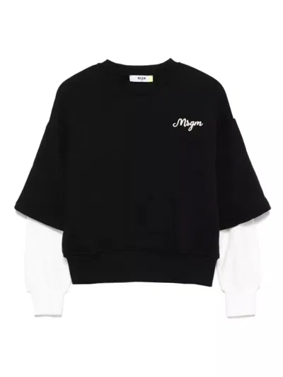 Msgm Jersey With Logo In Black