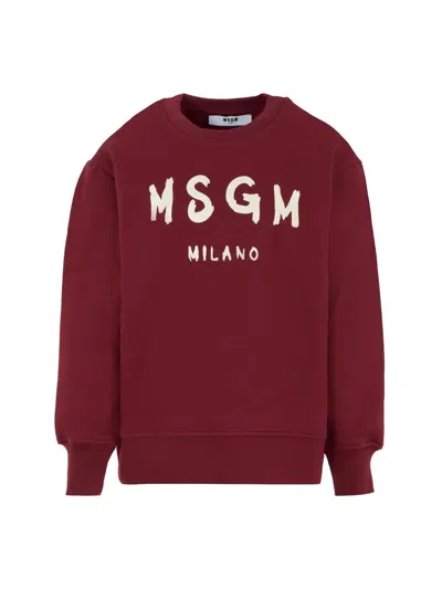 Msgm Kids' Jersey With Logo In Red