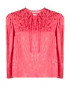 Msgm Keyhole-neck Patterned Jacquard Blouse