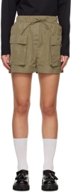 Msgm Khaki Drawstring Cargo Shorts In 37 Military Green