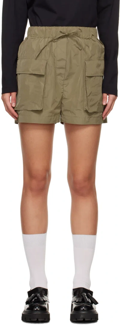 Msgm Khaki Drawstring Cargo Shorts In 37 Military Green
