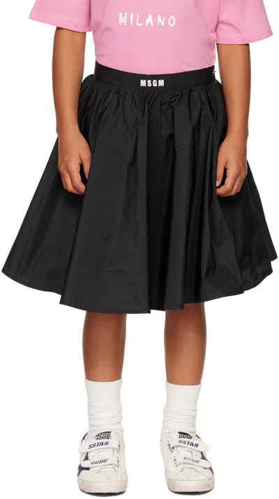 Msgm Kids Black Pleated Skirt In 110 Nero