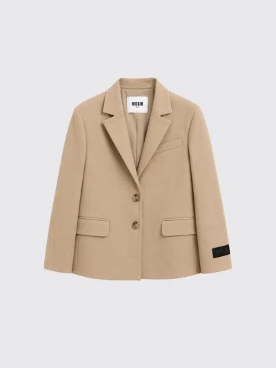 Msgm Kids Blazer Kids Color Beige In Brown