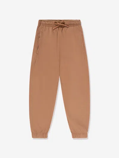 Msgm Kids Branded Joggers In Beige