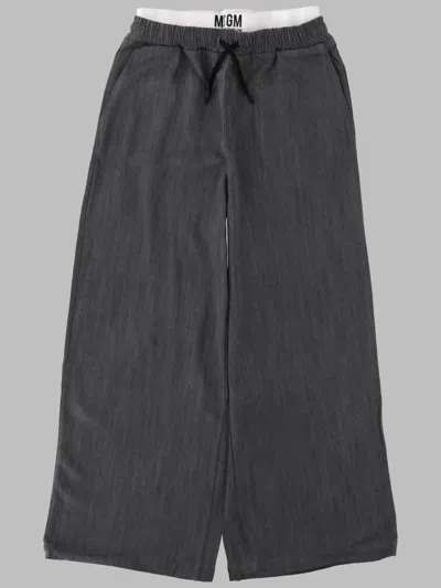 Msgm Kids Cotton Chiffon-style Chambray Paint Splatter Trousers In Gray