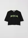 Msgm Kids ロゴ コットン クロップドtシャツ In Black