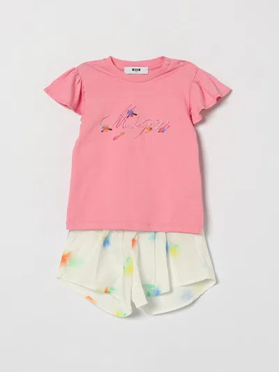Msgm Babies'  Kids Cotton Day Set In Pink