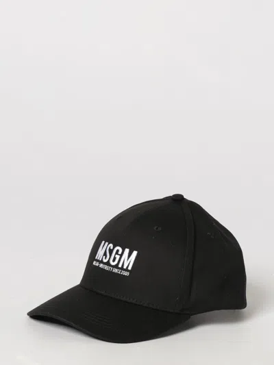 Msgm Kids Cotton Hat With Logo In Green