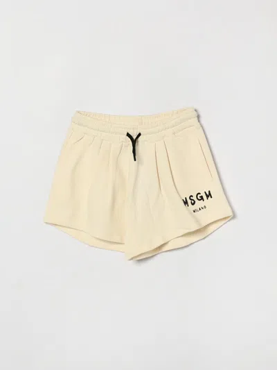 Msgm Kids Cotton Jogging Shorts In Nude