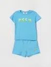 Msgm Babies'  Kids Cotton Set With Logo In Blue