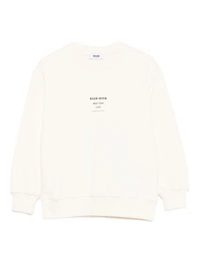 Msgm Kids Cotton Sweatshirt With Logo In Neutral