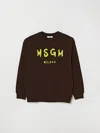 Msgm Kids Cotton Sweatshirt With Logo Print In Brown
