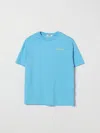 Msgm Kids Cotton T-shirt With Logo In Blue