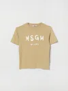 Msgm Babies'  Kids Cotton T-shirt With Logo In Brown